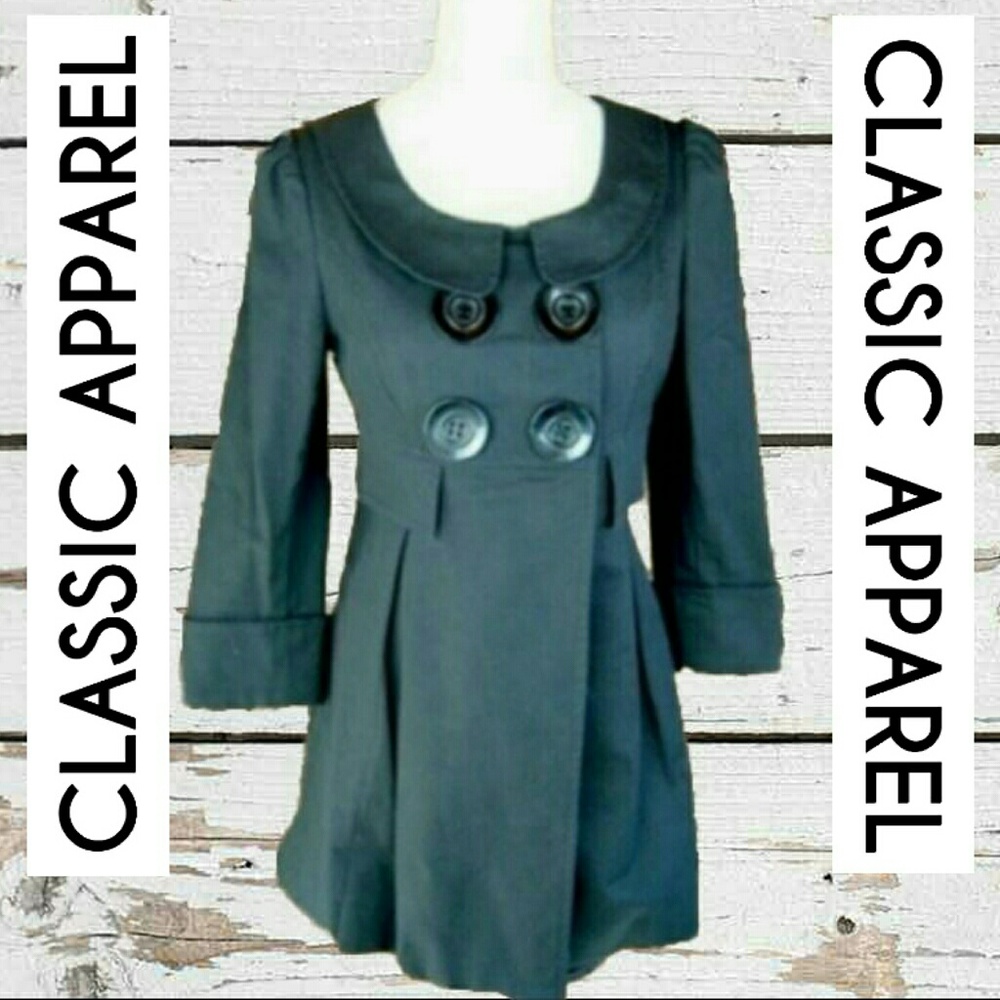 SPICY GIRL - LARGE BUTTON PEA COAT BLACK! ❤️